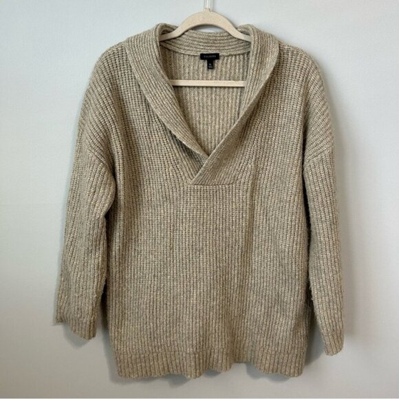 Talbots Shawl Collar Shaker Stitch Pullover Wool Blend Sweater Women’s Size XL - Picture 2 of 6